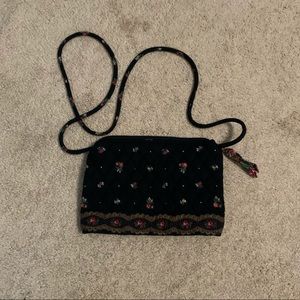 Vera Bradley Black Floral Cross Body Purse EUC